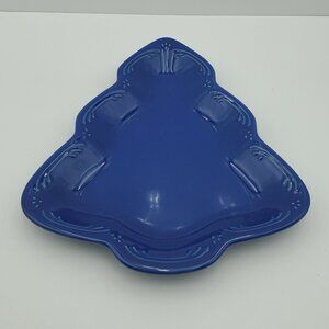 Pfaltzgraff Holiday Blue Tree Shaped Plate Christmas Tree Appetizer Tray